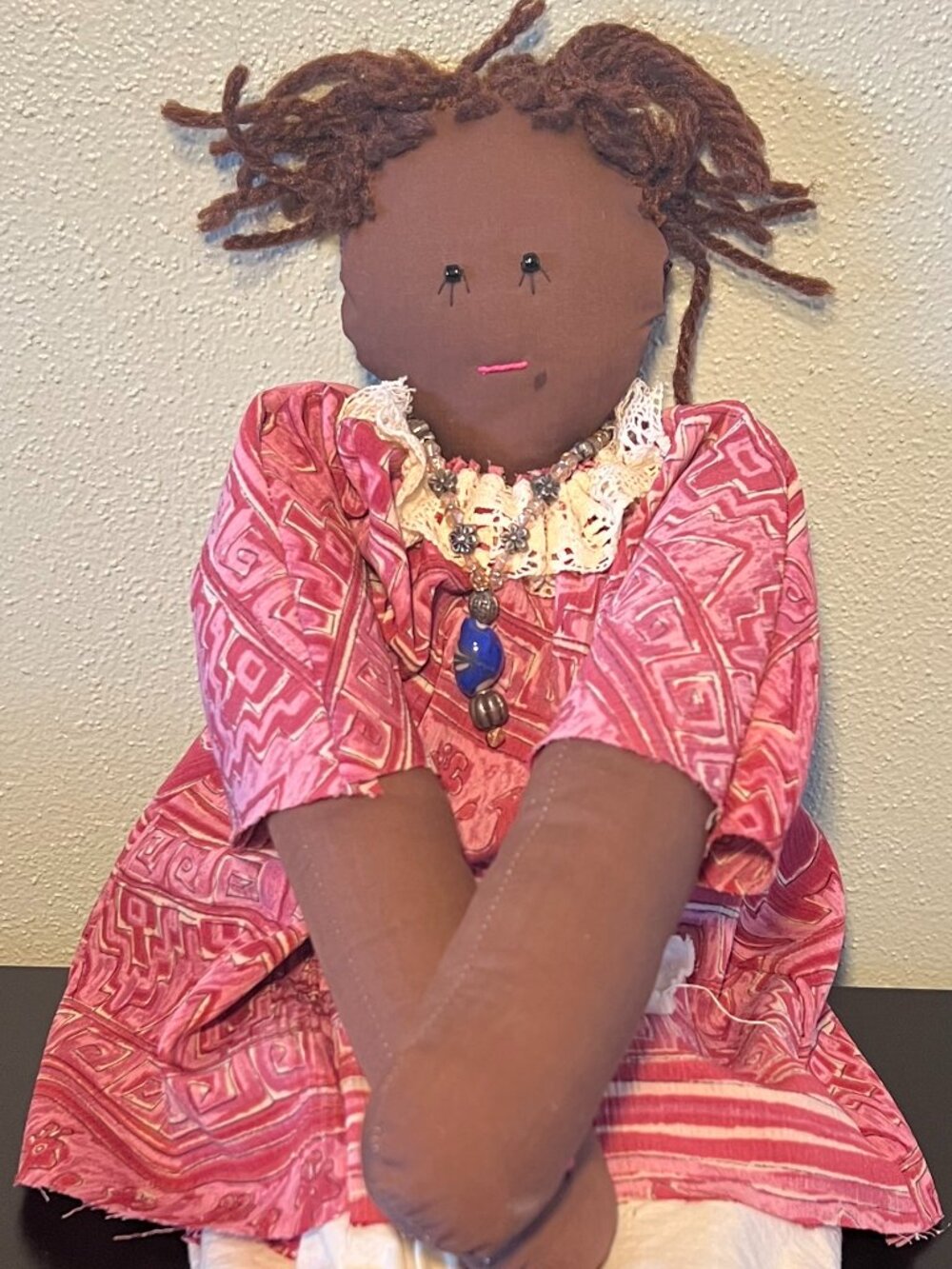 Handmade Folk Art African American Cloth Rag Doll ~ Black Americana ~ Batik - Picture 7 of 14